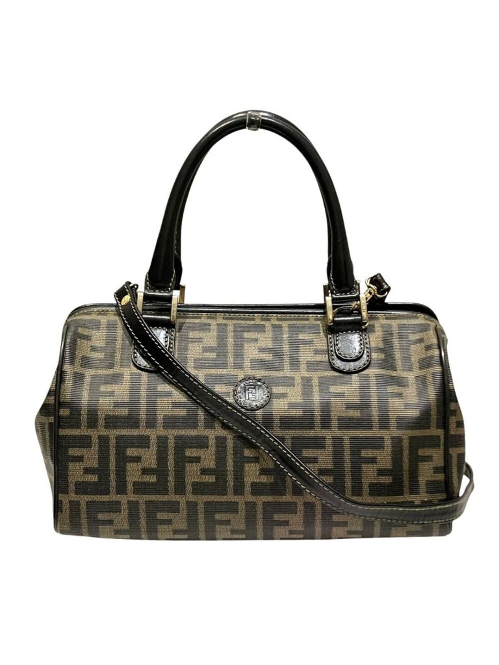 Fendi Zucca Vintage Boston Bag Leather